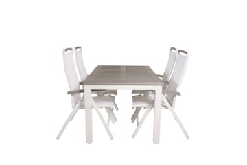 Albany Förlängningsbar Matgrupp Utomhus 152-210cm + 4 Stolar - Grå/Vit - Utemöbler & utemiljö - Utegrupp - Matgrupp utomhus