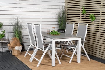 Albany Förlängningsbar Matgrupp Utomhus 152-210cm + 4 Stolar - Grå/Vit - Utemöbler & utemiljö - Utegrupp - Matgrupp utomhus