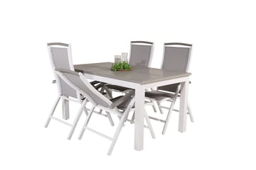 Albany Förlängningsbar Matgrupp Utomhus 152-210cm + 4 Stolar - Grå/Vit - Utemöbler & utemiljö - Utegrupp - Matgrupp utomhus