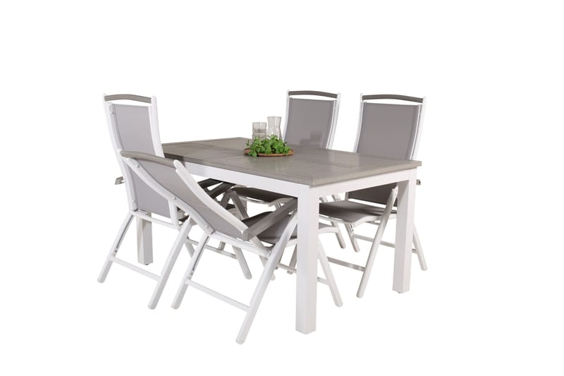 Albany Förlängningsbar Matgrupp Utomhus 152-210cm + 4 Stolar - Grå/Vit - Utemöbler & utemiljö - Utegrupp - Matgrupp utomhus