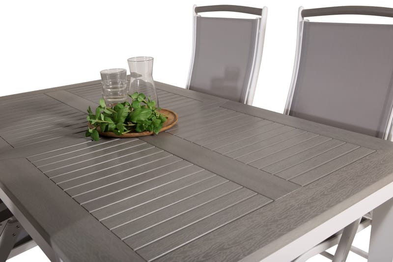 Albany Förlängningsbar Matgrupp Utomhus 152-210cm + 4 Stolar - Grå/Vit - Utemöbler & utemiljö - Utegrupp - Matgrupp utomhus