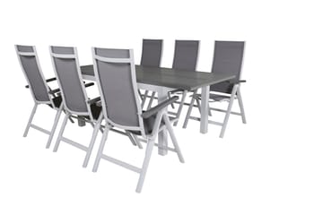 Albany Förlängningsbar Matgrupp Utomhus 152-210cm + 6 Stolar - Brun/Vit - Utemöbler & utemiljö - Utegrupp - Matgrupp utomhus