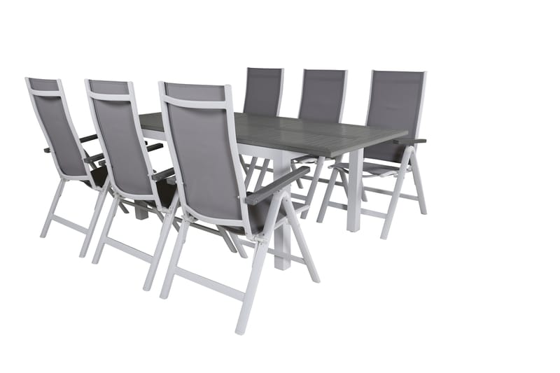 Albany Förlängningsbar Matgrupp Utomhus 152-210cm + 6 Stolar - Brun/Vit - Utemöbler & utemiljö - Utegrupp - Matgrupp utomhus