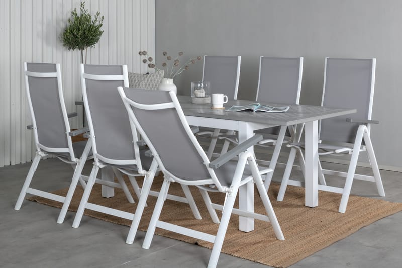 Albany Förlängningsbar Matgrupp Utomhus 152-210cm + 6 Stolar - Brun/Vit - Utemöbler & utemiljö - Utegrupp - Matgrupp utomhus