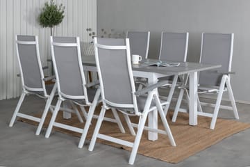 Albany Förlängningsbar Matgrupp Utomhus 152-210cm + 6 Stolar - Brun/Vit - Utemöbler & utemiljö - Utegrupp - Matgrupp utomhus