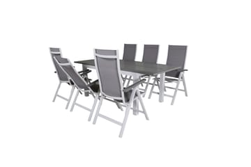 Albany Förlängningsbar Matgrupp Utomhus 152-210cm + 6 Stolar - Brun/Vit - Utemöbler & utemiljö - Utegrupp - Matgrupp utomhus