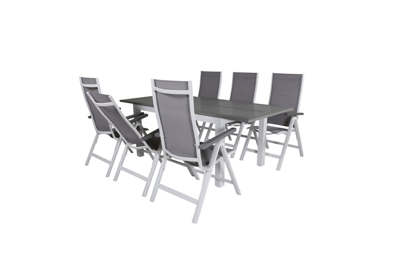 Albany Förlängningsbar Matgrupp Utomhus 152-210cm + 6 Stolar - Brun/Vit - Utemöbler & utemiljö - Utegrupp - Matgrupp utomhus