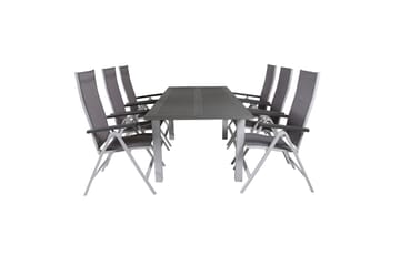 Albany Förlängningsbar Matgrupp Utomhus 152-210cm + 6 Stolar - Brun/Vit - Utemöbler & utemiljö - Utegrupp - Matgrupp utomhus