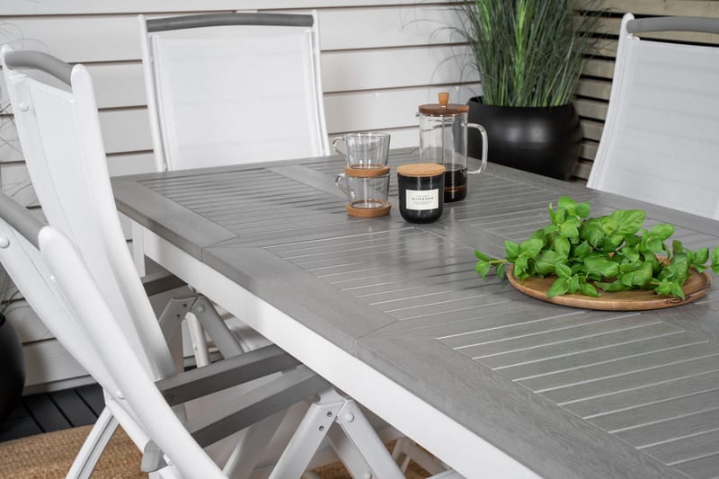 Albany Förlängningsbar Matgrupp Utomhus 152-210cm + 6 Stolar - Grå/Vit - Utemöbler & utemiljö - Utegrupp - Matgrupp utomhus