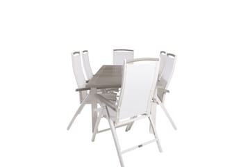 Albany Förlängningsbar Matgrupp Utomhus 152-210cm + 6 Stolar - Grå/Vit - Utemöbler & utemiljö - Utegrupp - Matgrupp utomhus