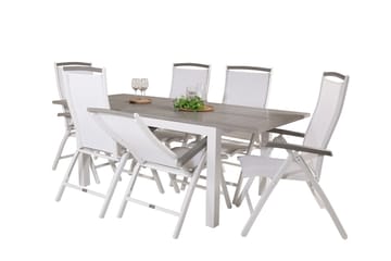 Albany Förlängningsbar Matgrupp Utomhus 152-210cm + 6 Stolar - Grå/Vit - Utemöbler & utemiljö - Utegrupp - Matgrupp utomhus