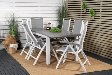 Albany Förlängningsbar Matgrupp Utomhus 152-210cm + 6 Stolar - Grå/Vit - Utemöbler & utemiljö - Utegrupp - Matgrupp utomhus