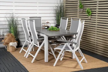 Albany Förlängningsbar Matgrupp Utomhus 152-210cm + 6 Stolar - Grå/Vit - Utemöbler & utemiljö - Utegrupp - Matgrupp utomhus