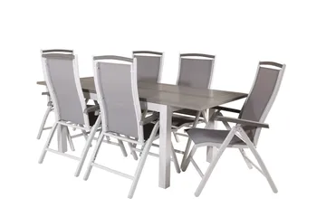 Albany Förlängningsbar Matgrupp Utomhus 152-210cm + 6 Stolar - Grå/Vit - Utemöbler & utemiljö - Utegrupp - Matgrupp utomhus