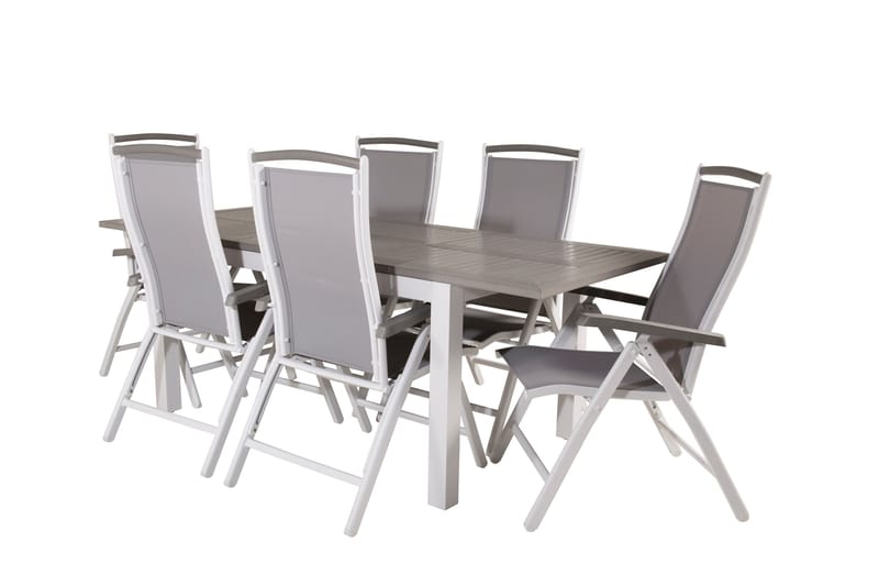 Albany Förlängningsbar Matgrupp Utomhus 152-210cm + 6 Stolar - Grå/Vit - Utemöbler & utemiljö - Utegrupp - Matgrupp utomhus
