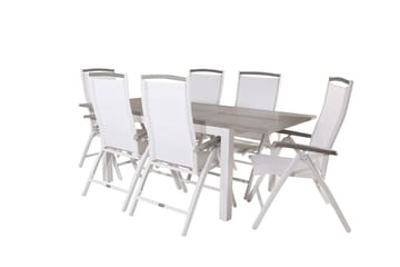 Albany Förlängningsbar Matgrupp Utomhus 152-210cm + 6 Stolar - Grå/Vit - Utemöbler & utemiljö - Utegrupp - Matgrupp utomhus