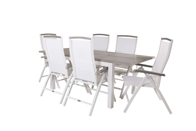 Albany Förlängningsbar Matgrupp Utomhus 152-210cm + 6 Stolar - Grå/Vit - Utemöbler & utemiljö - Utegrupp - Matgrupp utomhus
