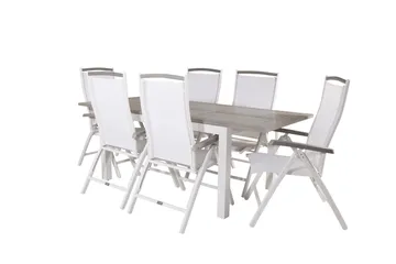Albany Förlängningsbar Matgrupp Utomhus 152-210cm + 6 Stolar - Grå/Vit - Utemöbler & utemiljö - Utegrupp - Matgrupp utomhus
