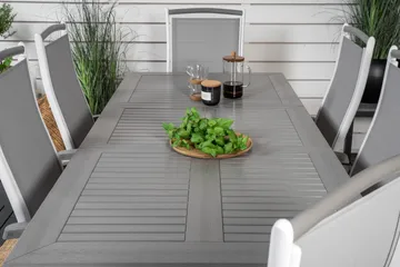 Albany Förlängningsbar Matgrupp Utomhus 152-210cm + 6 Stolar - Grå/Vit - Utemöbler & utemiljö - Utegrupp - Matgrupp utomhus