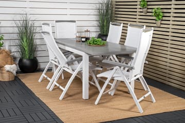 Albany Förlängningsbar Matgrupp Utomhus 152-210cm + 6 Stolar - Grå/Vit - Utemöbler & utemiljö - Utegrupp - Matgrupp utomhus