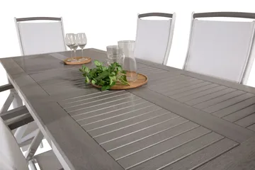 Albany Förlängningsbar Matgrupp Utomhus 152-210cm + 6 Stolar - Grå/Vit - Utemöbler & utemiljö - Utegrupp - Matgrupp utomhus