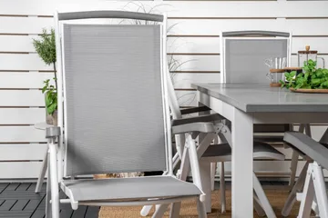 Albany Förlängningsbar Matgrupp Utomhus 152-210cm + 6 Stolar - Grå/Vit - Utemöbler & utemiljö - Utegrupp - Matgrupp utomhus