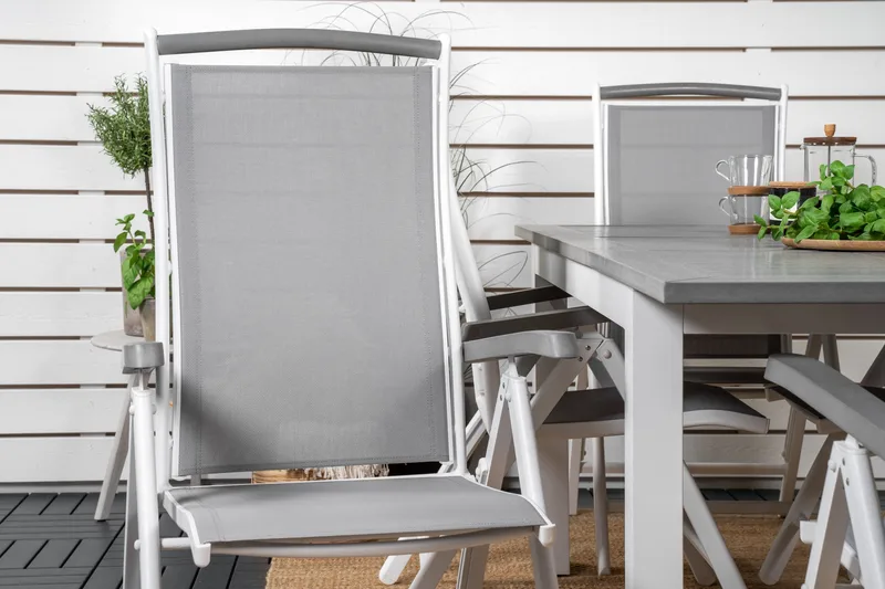 Albany Förlängningsbar Matgrupp Utomhus 152-210cm + 6 Stolar - Grå/Vit - Utemöbler & utemiljö - Utegrupp - Matgrupp utomhus