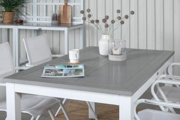 Albany Förlängningsbar Matgrupp Utomhus 152cm + 4 Alina Stolar - Grå/Vit - Utemöbler & utemiljö - Utegrupp - Matgrupp utomhus