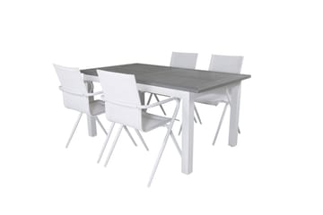 Albany Förlängningsbar Matgrupp Utomhus 152cm + 4 Alina Stolar - Grå/Vit - Utemöbler & utemiljö - Utegrupp - Matgrupp utomhus
