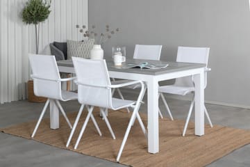 Albany Förlängningsbar Matgrupp Utomhus 152cm + 4 Alina Stolar - Grå/Vit - Utemöbler & utemiljö - Utegrupp - Matgrupp utomhus