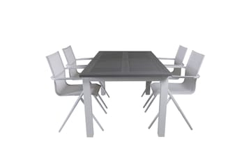 Albany Förlängningsbar Matgrupp Utomhus 152cm + 4 Alina Stolar - Grå/Vit - Utemöbler & utemiljö - Utegrupp - Matgrupp utomhus