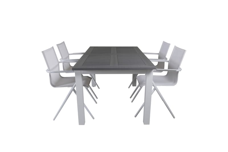Albany Förlängningsbar Matgrupp Utomhus 152cm + 4 Alina Stolar - Grå/Vit - Utemöbler & utemiljö - Utegrupp - Matgrupp utomhus