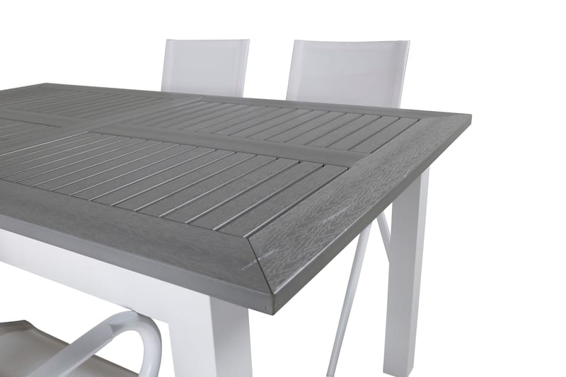 Albany Förlängningsbar Matgrupp Utomhus 152cm + 4 Alina Stolar - Grå/Vit - Utemöbler & utemiljö - Utegrupp - Matgrupp utomhus