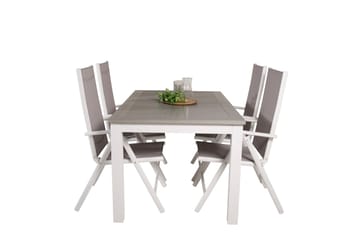 Albany Förlängningsbar Matgrupp Utomhus 152cm + 4 Break Matstolar - Grå/Vit - Utemöbler & utemiljö - Utegrupp - Matgrupp utomhus