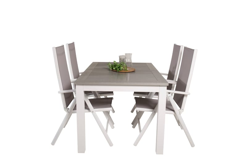Albany Förlängningsbar Matgrupp Utomhus 152cm + 4 Break Matstolar - Grå/Vit - Utemöbler & utemiljö - Utegrupp - Matgrupp utomhus