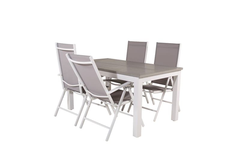 Albany Förlängningsbar Matgrupp Utomhus 152cm + 4 Break Matstolar - Grå/Vit - Utemöbler & utemiljö - Utegrupp - Matgrupp utomhus