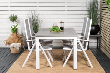 Albany Förlängningsbar Matgrupp Utomhus 152cm + 4 Break Matstolar - Grå/Vit - Utemöbler & utemiljö - Utegrupp - Matgrupp utomhus