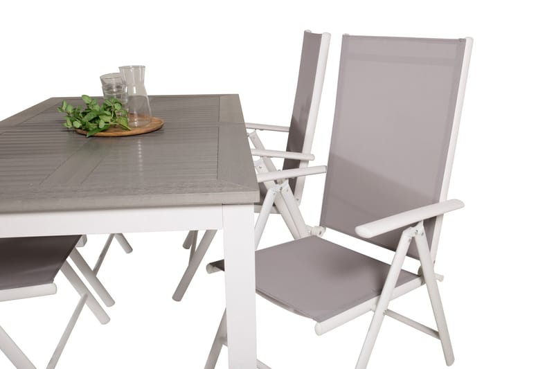 Albany Förlängningsbar Matgrupp Utomhus 152cm + 4 Break Matstolar - Grå/Vit - Utemöbler & utemiljö - Utegrupp - Matgrupp utomhus