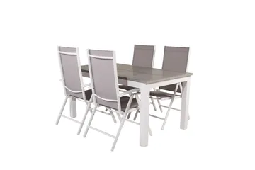 Albany Förlängningsbar Matgrupp Utomhus 152cm + 4 Break Matstolar - Grå/Vit - Utemöbler & utemiljö - Utegrupp - Matgrupp utomhus