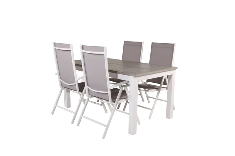 Albany Förlängningsbar Matgrupp Utomhus 152cm + 4 Break Matstolar - Grå/Vit - Utemöbler & utemiljö - Utegrupp - Matgrupp utomhus