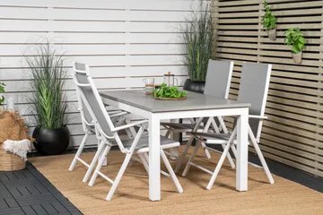 Albany Förlängningsbar Matgrupp Utomhus 152cm + 4 Break Matstolar - Grå/Vit - Utemöbler & utemiljö - Utegrupp - Matgrupp utomhus