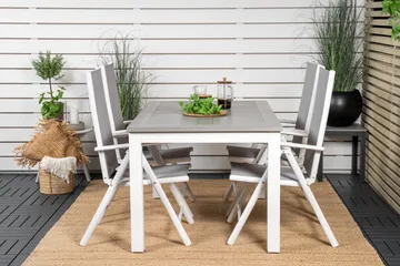 Albany Förlängningsbar Matgrupp Utomhus 152cm + 4 Break Matstolar - Grå/Vit - Utemöbler & utemiljö - Utegrupp - Matgrupp utomhus