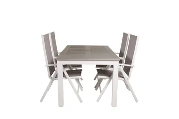 Albany Förlängningsbar Matgrupp Utomhus 152cm + 4 Break Matstolar - Grå/Vit - Utemöbler & utemiljö - Utegrupp - Matgrupp utomhus