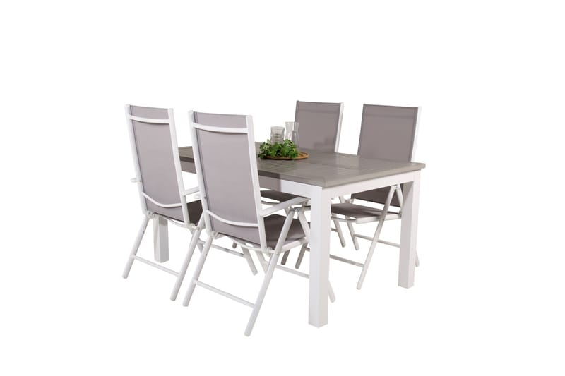 Albany Förlängningsbar Matgrupp Utomhus 152cm + 4 Break Matstolar - Grå/Vit - Utemöbler & utemiljö - Utegrupp - Matgrupp utomhus