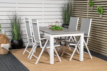 Albany Förlängningsbar Matgrupp Utomhus 152cm + 4 Break Matstolar - Grå/Vit - Utemöbler & utemiljö - Utegrupp - Matgrupp utomhus