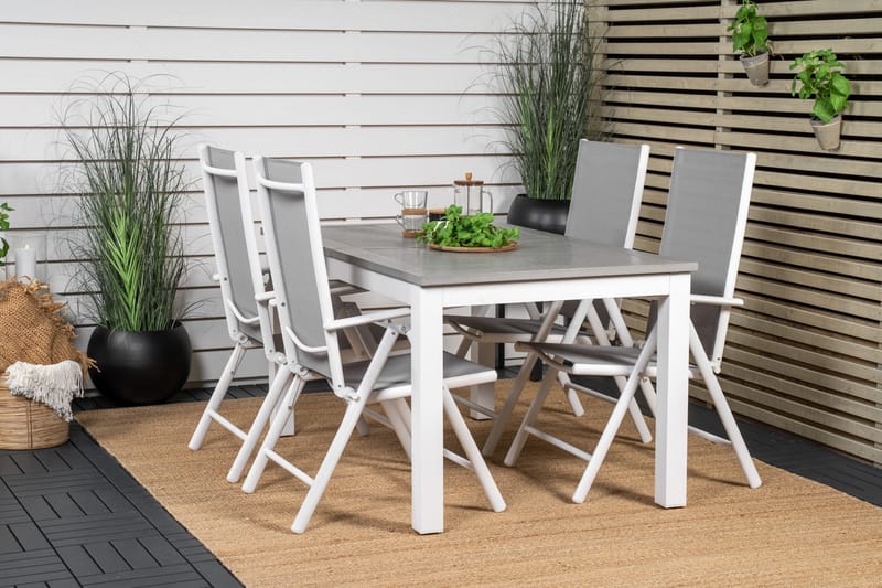 Albany Förlängningsbar Matgrupp Utomhus 152cm + 4 Break Matstolar - Grå/Vit - Utemöbler & utemiljö - Utegrupp - Matgrupp utomhus