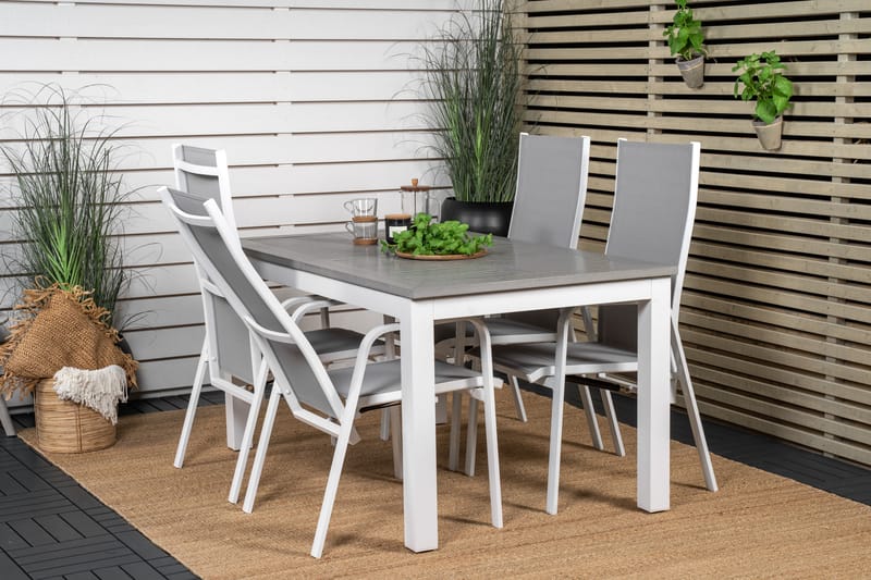Albany Förlängningsbar Matgrupp Utomhus 152cm + 4 Copacabana Stolar - Vit - Utemöbler & utemiljö - Utegrupp - Matgrupp utomhus