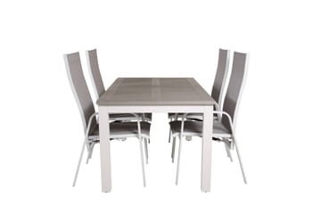 Albany Förlängningsbar Matgrupp Utomhus 152cm + 4 Copacabana Stolar - Vit - Utemöbler & utemiljö - Utegrupp - Matgrupp utomhus
