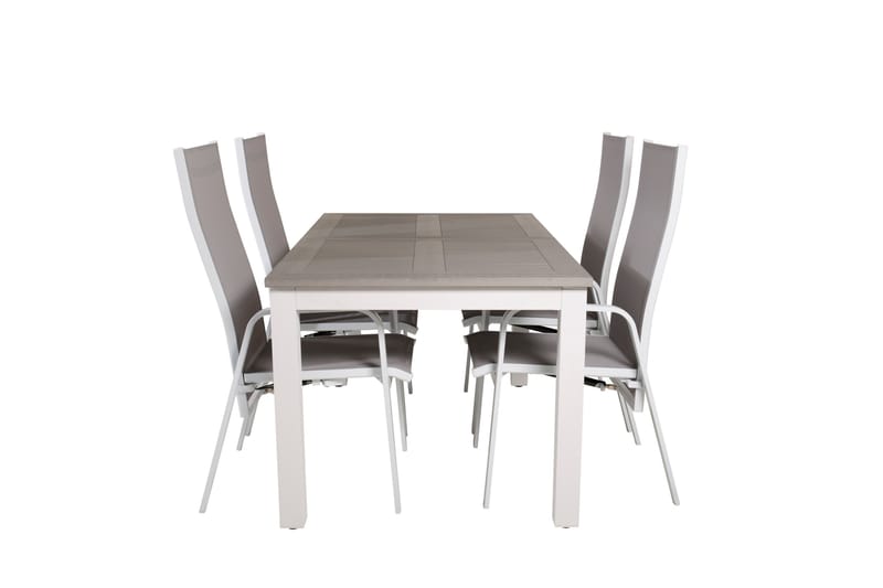 Albany Förlängningsbar Matgrupp Utomhus 152cm + 4 Copacabana Stolar, Vit