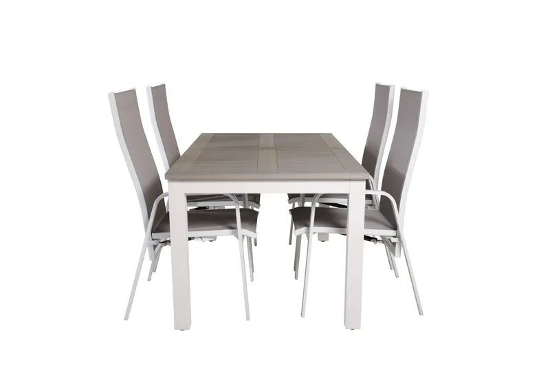 Albany Förlängningsbar Matgrupp Utomhus 152cm + 4 Copacabana Stolar, Vit